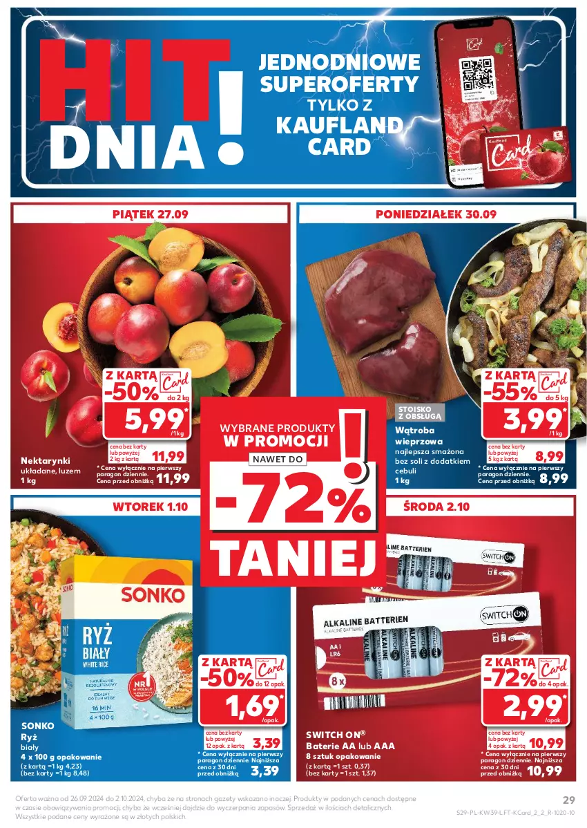 Gazetka promocyjna Kaufland - Gazetka tygodnia - ważna 26.09 do 02.10.2024 - strona 29 - produkty: Nektar, Ryż, Ryż biały, Sonko