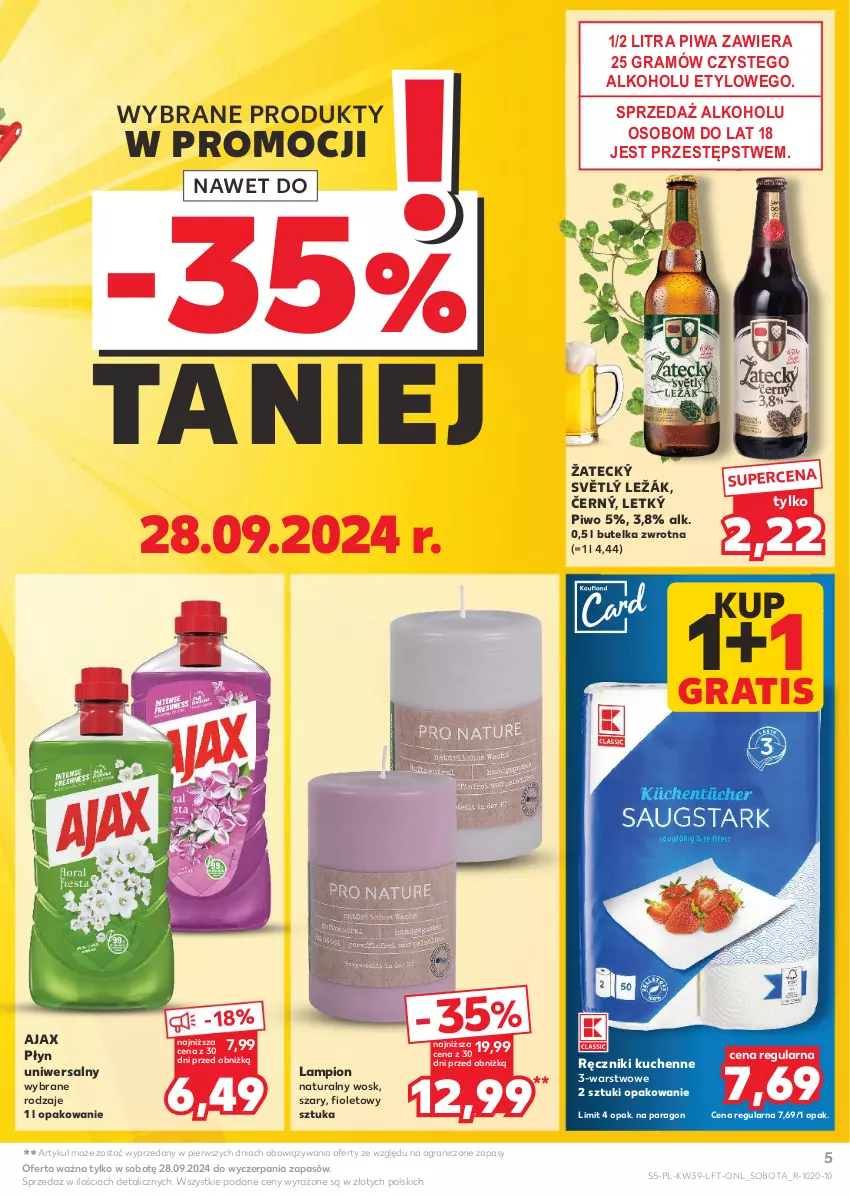 Gazetka promocyjna Kaufland - Gazetka tygodnia - ważna 26.09 do 02.10.2024 - strona 5 - produkty: Ajax, Gra, Lampion, Piwa, Piwo, Ręcznik