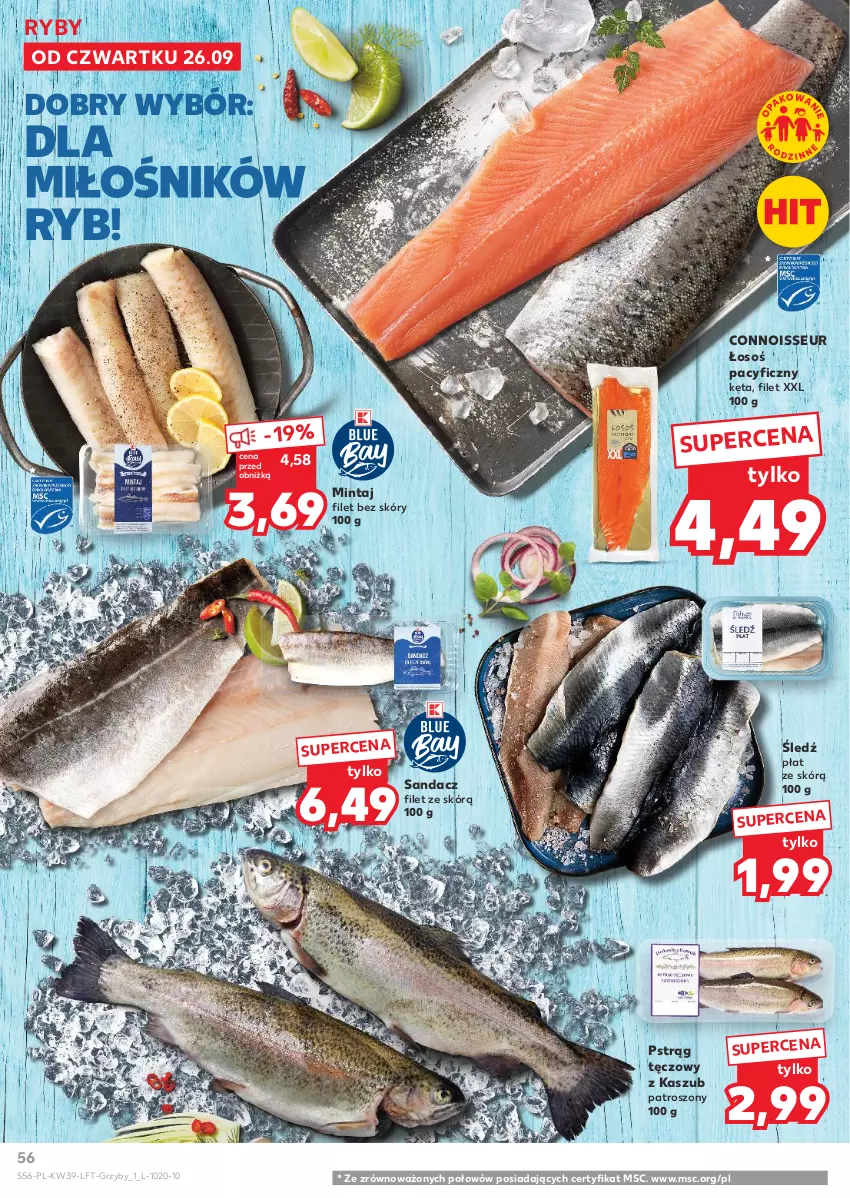 Gazetka promocyjna Kaufland - Gazetka tygodnia - ważna 26.09 do 02.10.2024 - strona 56 - produkty: Grzyby, Mintaj, Pstrąg, Pstrąg tęczowy, Sandacz, Sandacz filet