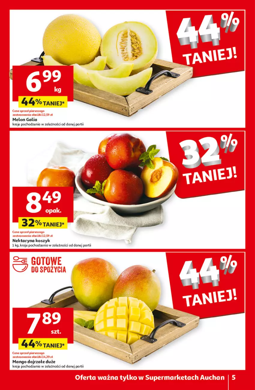 Gazetka promocyjna Auchan - Gazetka CENY W DÓŁ Supermarket Auchan - ważna 13.06 do 19.06.2024 - strona 5 - produkty: Fa, Kosz, Mango, Melon, Nektar