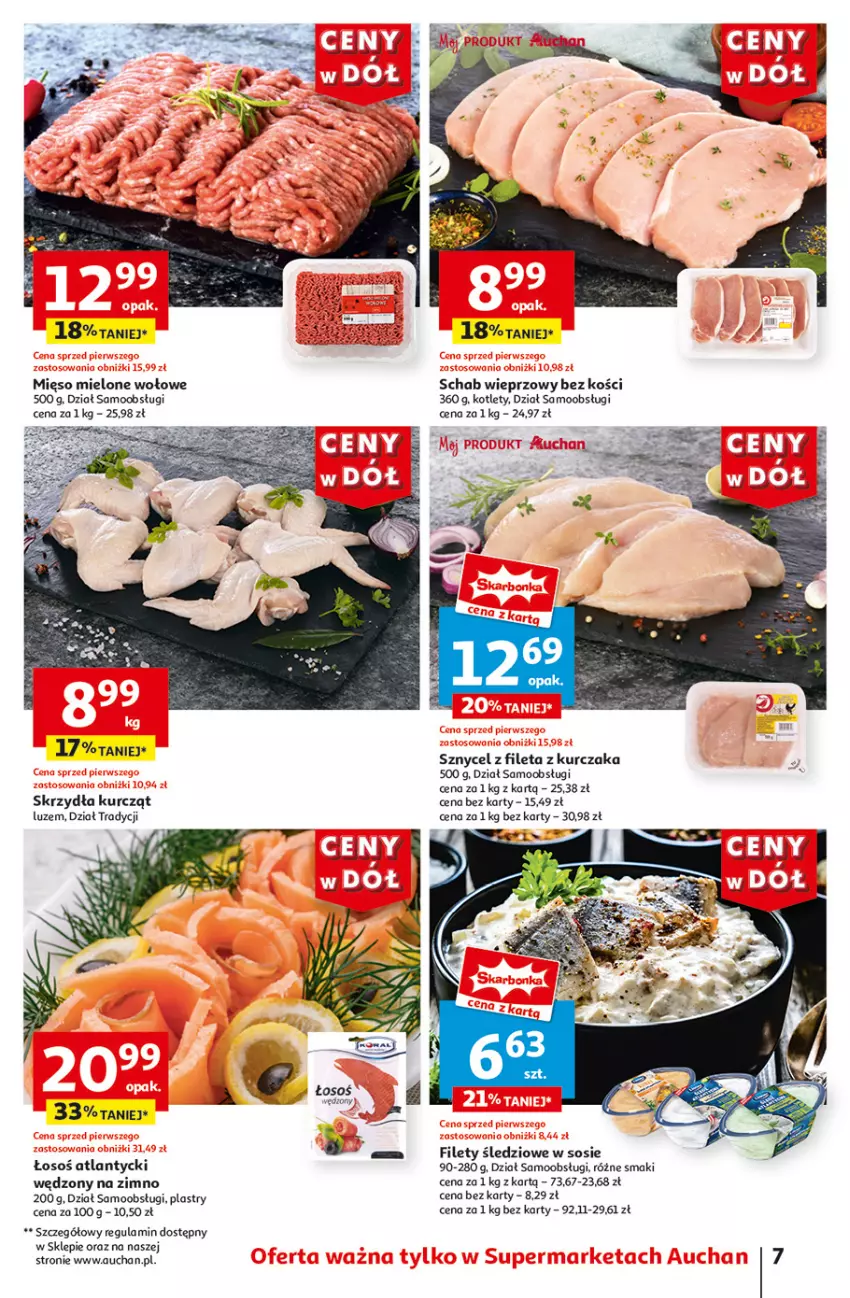 Gazetka promocyjna Auchan - Gazetka CENY W DÓŁ Supermarket Auchan - ważna 13.06 do 19.06.2024 - strona 7 - produkty: Kotlet, Kurczak, Schab wieprzowy, Sos