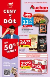 Gazetka promocyjna Auchan - Gazetka CENY W DÓŁ Supermarket Auchan - Gazetka - ważna od 19.06 do 19.06.2024 - strona 1 - produkty: Piwo, Ser, BIC, Kawa ziarnista, Pekpol, Kawa, Tyskie, Grill