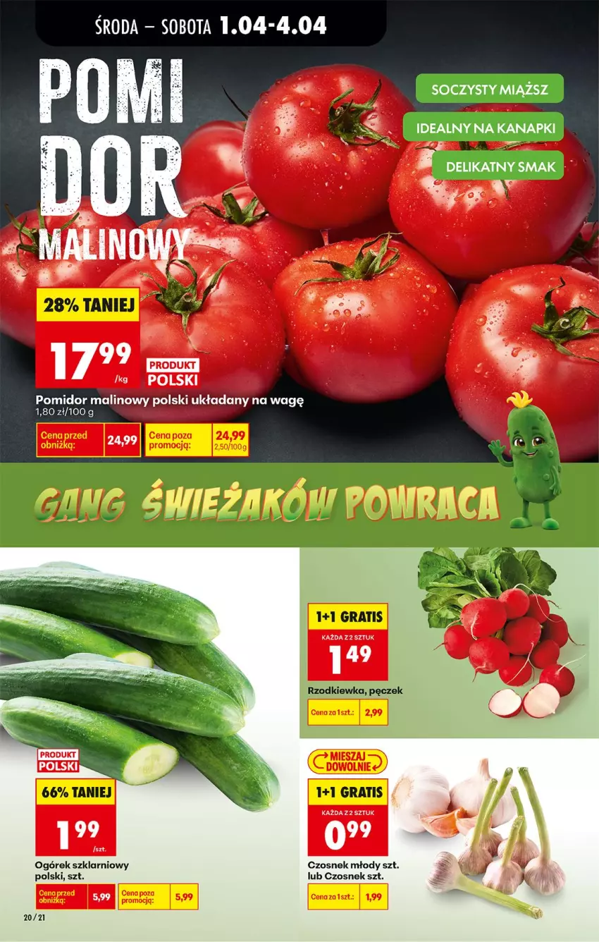 Gazetka promocyjna Biedronka - Od Środy - ważna 01.04 do 02.04.2026 - strona 20 - produkty: Czosnek, Ogórek, Pomidor malinowy