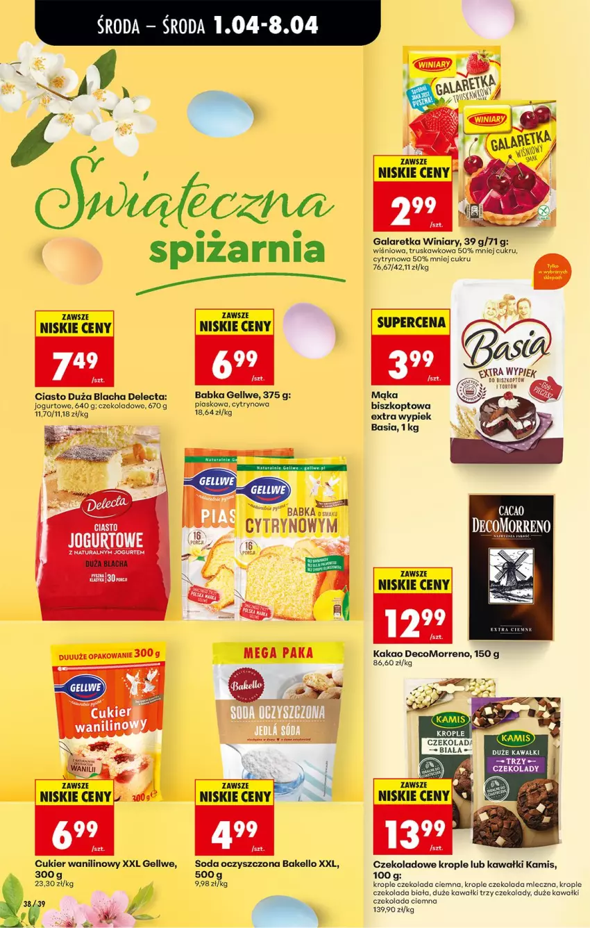 Gazetka promocyjna Biedronka - Od Środy - ważna 01.04 do 02.04.2026 - strona 42 - produkty: Babka, Basia, Cukier, Cukier wanilinowy, Czekolada, Czekolada mleczna, Delecta, Gala, Galaretka, Jogurt, Kakao, Kamis, Kawa, Mąka, Soda oczyszczona, Winiary