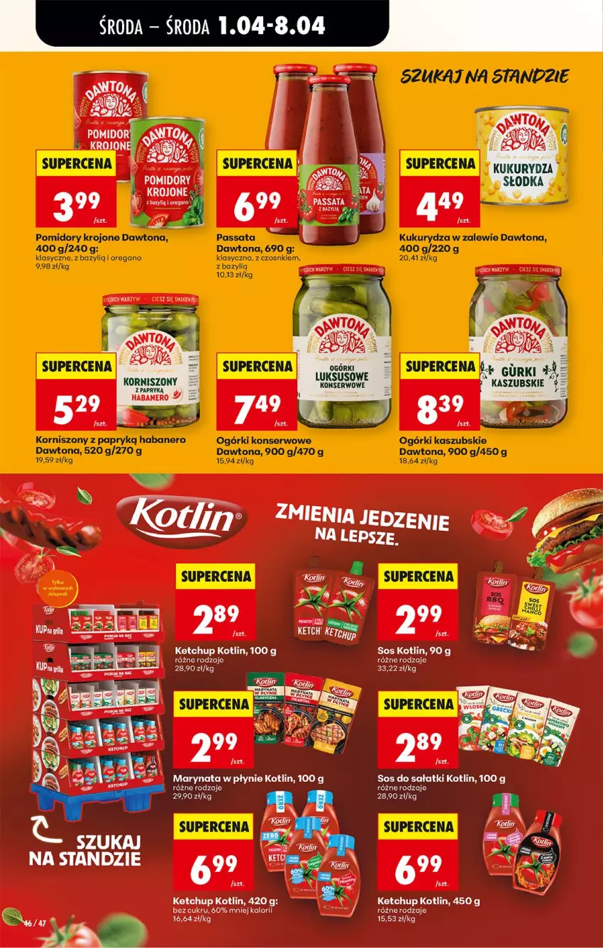 Gazetka promocyjna Biedronka - Od Środy - ważna 01.04 do 02.04.2026 - strona 52 - produkty: Ketchup, Korniszony, Kotlin, Kukurydza, Pomidory, Sałat, Ser, Sos