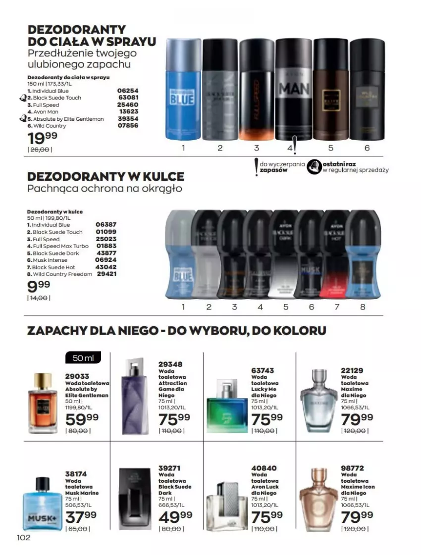 Gazetka promocyjna Avon - Katalog Avon 5/2022 kampania maj - ważna 01.05 do 31.05.2022 - strona 102 - produkty: Absolut, Dezodorant, Lack, Mus, Woda, Woda toaletowa