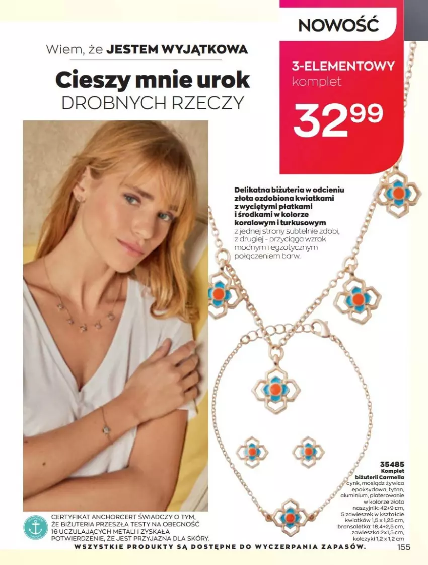 Gazetka promocyjna Avon - Katalog Avon 5/2022 kampania maj - ważna 01.05 do 31.05.2022 - strona 155 - produkty: Bransoletka, Cynk, Kolczyki, Naszyjnik, Tytan