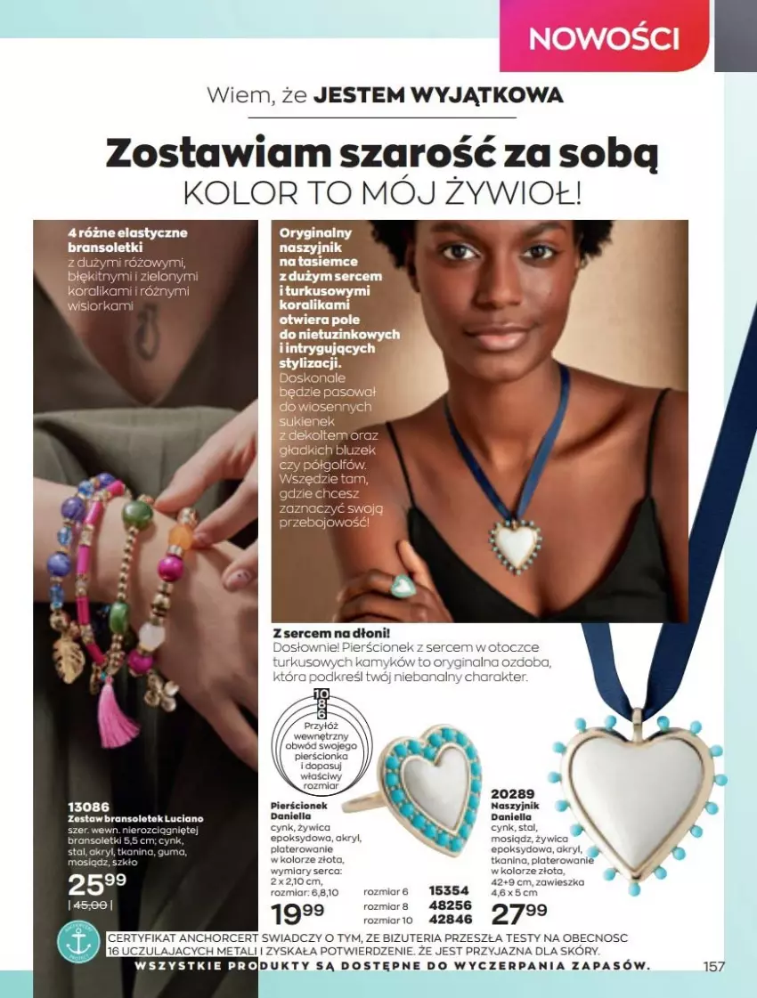 Gazetka promocyjna Avon - Katalog Avon 5/2022 kampania maj - ważna 01.05 do 31.05.2022 - strona 157 - produkty: Bizuteria, Cynk, Fa, Gin, Naszyjnik, Orka, Ozdoba, Pierścionek, Por, Ser