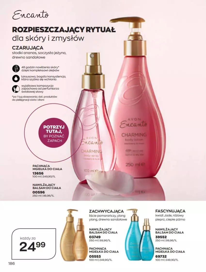 Gazetka promocyjna Avon - Katalog Avon 5/2022 kampania maj - ważna 01.05 do 31.05.2022 - strona 186 - produkty: Ananas, Balsam do ciała, Fa, Nawilżający balsam, Olej, Perfum, Pieprz, Sandał