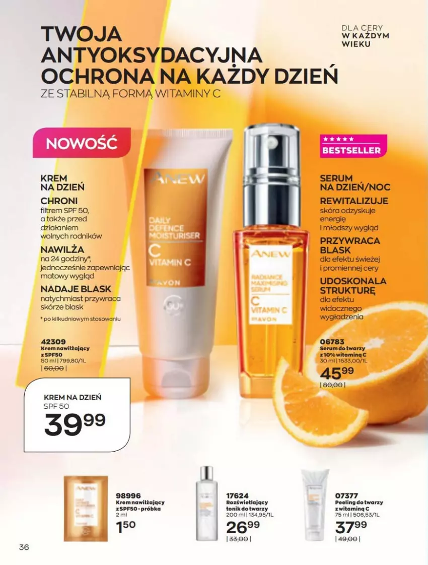 Gazetka promocyjna Avon - Katalog Avon 5/2022 kampania maj - ważna 01.05 do 31.05.2022 - strona 36 - produkty: Krem na dzień, Krem nawilżający, Rum, Ser, Serum, Serum do twarzy, Tonik