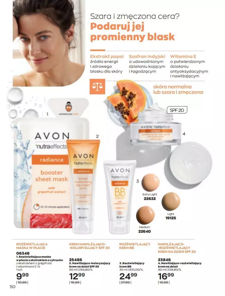 Gazetka promocyjna Avon - Katalog Avon 5/2022 kampania maj - ważna 01.05 do 31.05.2022 - strona 50 - produkty: Grejpfrut, Krem bb, Krem na dzień, Maska, Szafran