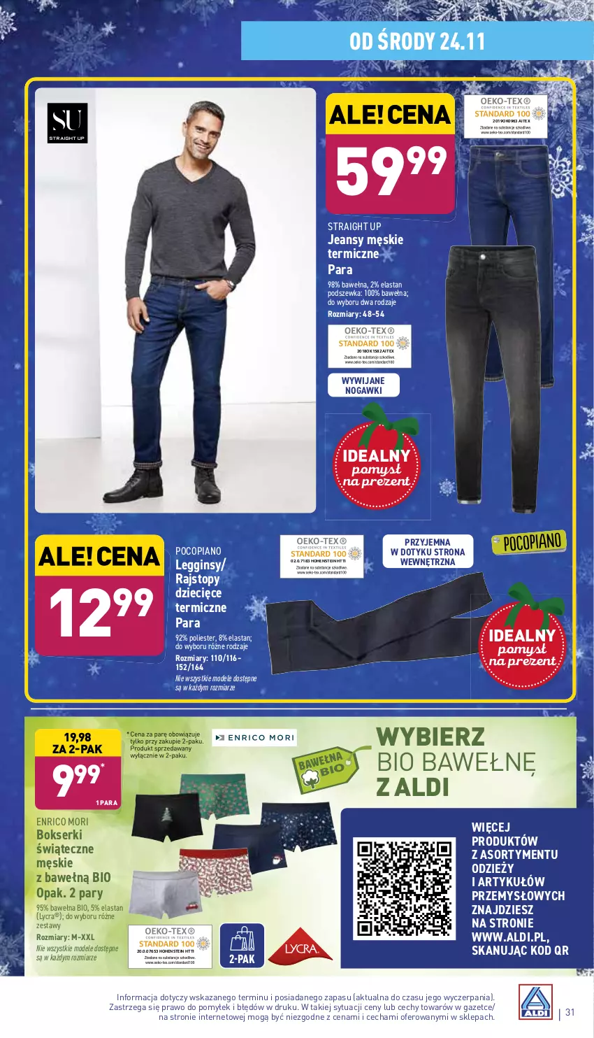 Gazetka promocyjna Aldi - ważna 22.11 do 27.11.2021 - strona 31 - produkty: Bokserki, Dzieci, Gin, Legginsy, Pocopiano, Rajstopy, Ser, Top, Wełna