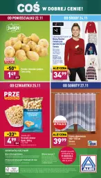 Gazetka promocyjna Aldi - Gazetka - ważna od 27.11 do 27.11.2021 - strona 44 - produkty: Sweter, Por, Orzeszki, O nas, Ziemniaki, Wełna, Firana, Biuro, Bluza, Orzeszki ziemne, Fa