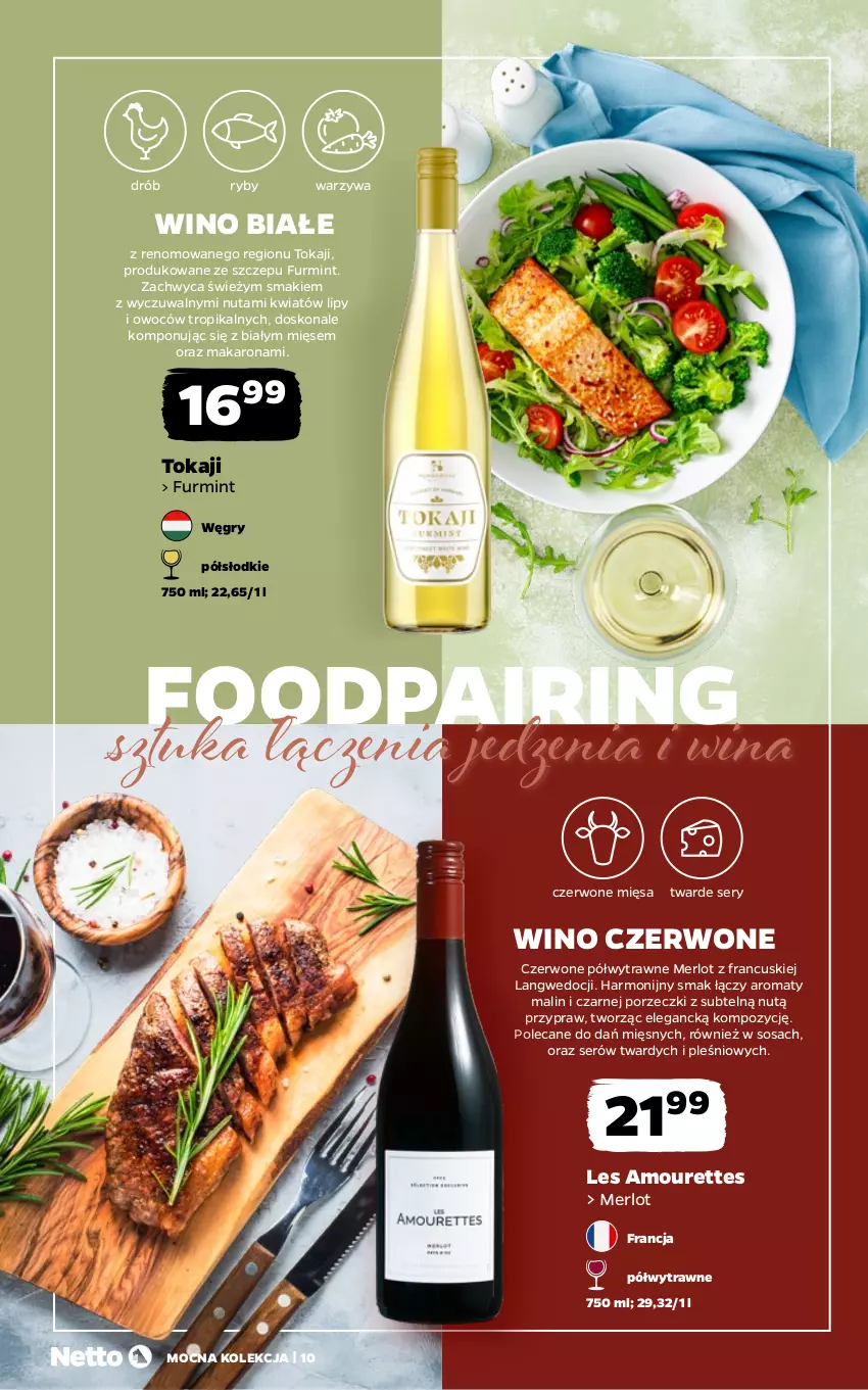 Gazetka promocyjna Netto - Alkohole - Mocne - ważna 03.08 do 14.08.2026 - strona 10 - produkty: Drób, Gry, Makaron, Merlot, Por, Ser, Sos, Tokaji, Warzywa, Wino, Wino białe, Wino czerwone