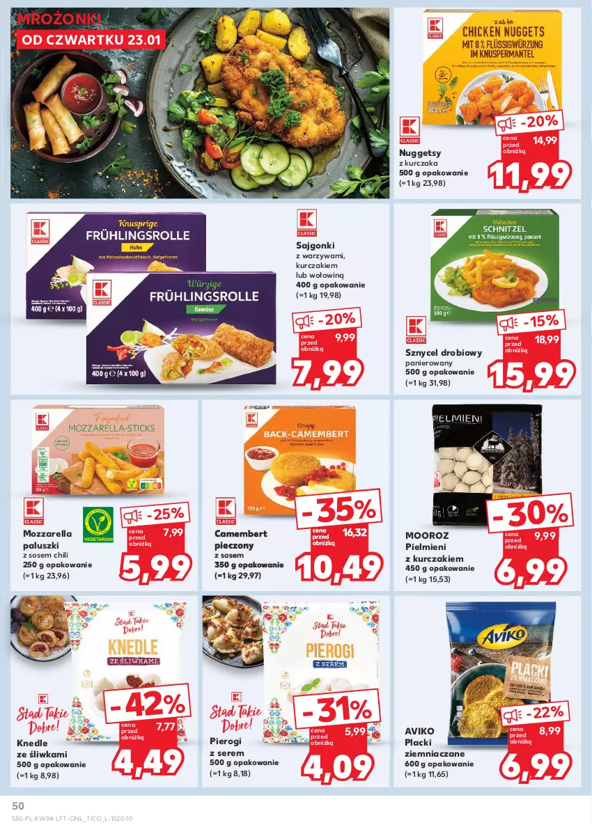 Gazetka promocyjna Kaufland - Gazetka tygodnia - ważna 23.01 do 29.01.2025 - strona 50 - produkty: Camembert, Knedle, Kurczak, Lack, Mozzarella, Piec, Pierogi, Sajgonki, Ser, Sos, Warzywa