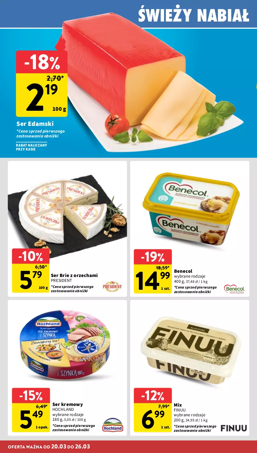 Gazetka promocyjna Intermarche - Gazetka promocyjna - ważna 20.03 do 26.03.2025 - strona 14 - produkty: Benecol, Brie, Edam, Finuu, Hochland, Ser