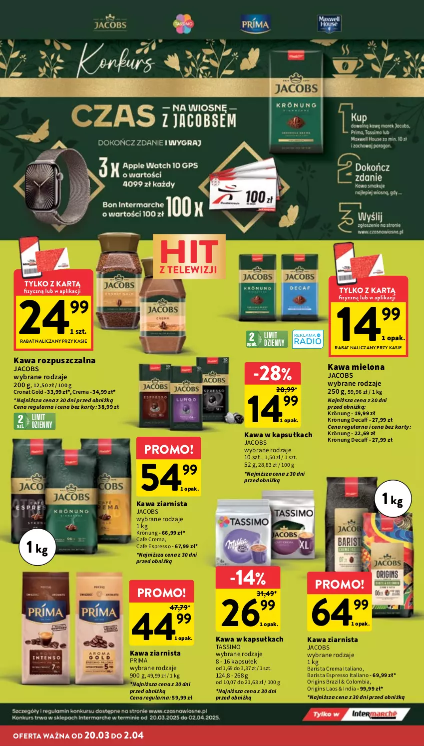 Gazetka promocyjna Intermarche - Gazetka promocyjna - ważna 20.03 do 26.03.2025 - strona 18 - produkty: Gin, Jacobs, Kawa, Kawa mielona, Kawa rozpuszczalna, Kawa ziarnista, Prima, Tassimo