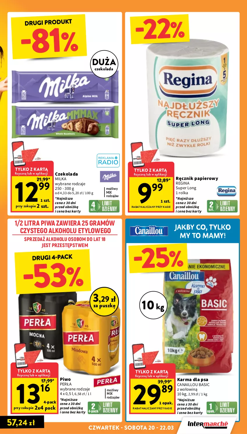 Gazetka promocyjna Intermarche - Gazetka promocyjna - ważna 20.03 do 26.03.2025 - strona 3 - produkty: Canaillou, Czekolada, Gin, Gra, Milka, Papier, Perła, Piwa, Piwo, Ręcznik