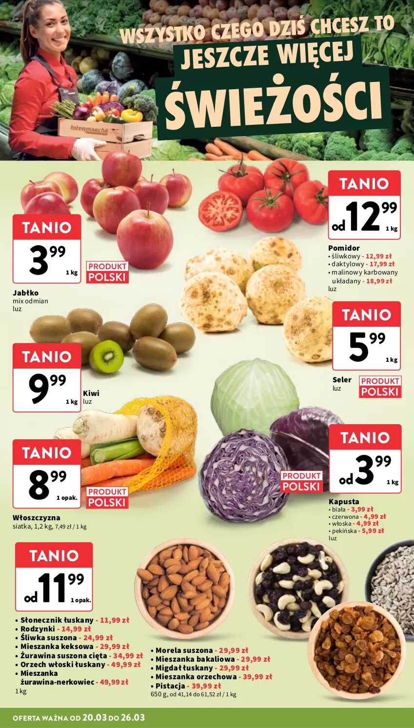 Gazetka promocyjna Intermarche - Gazetka promocyjna - ważna 20.03 do 26.03.2025 - strona 8 - produkty: Kiwi, Mieszanka bakaliowa, Mieszanka orzechowa, Morela, Owoce, Rodzynki, Siatka, Warzywa