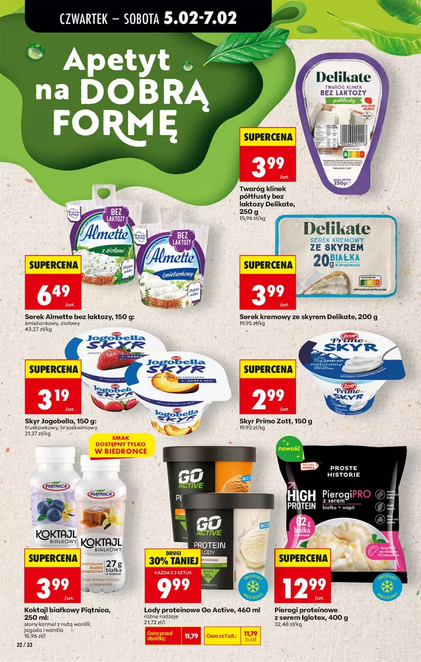 Gazetka promocyjna Biedronka - Gazetka - ważna 05.02 do 12.02.2026 - strona 40 - produkty: Almette, Bell, Bella, Jogobella, Lody, Piątnica, Pierogi, Ser, Serek, Twaróg, Zott