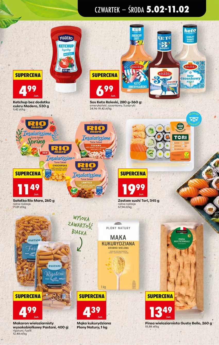 Gazetka promocyjna Biedronka - Gazetka - ważna 05.02 do 12.02.2026 - strona 43 - produkty: Bell, Fa, Ketchup, Mąka, Makaron, Rio Mare, Sałat, Sałatka, Sok, Sos, Sushi
