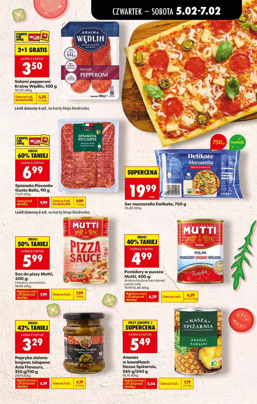 Gazetka promocyjna Biedronka - Gazetka - ważna 05.02 do 12.02.2026 - strona 49 - produkty: Ananas, Bell, Kawa, Mozzarella, Papryka, Pomidory, Salami, Ser, Sos, Sos do pizzy