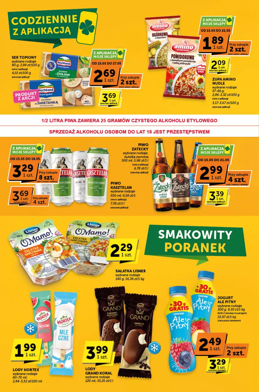 Gazetka promocyjna ABC - ważna 15.05 do 27.05.2025 - strona 6 - produkty: Gra, Hortex, Jogurt, Kasztelan, Lisner, Lody, Piwa, Piwo, Sałat, Sałatka, Ser, Ser topiony, Top, Zupa
