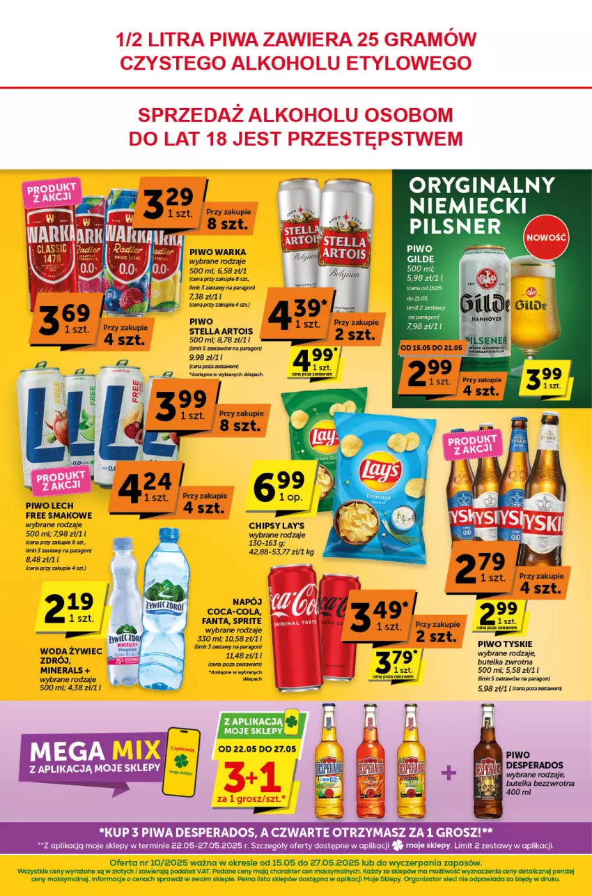 Gazetka promocyjna ABC - ważna 15.05 do 27.05.2025 - strona 8 - produkty: Chipsy, Coca-Cola, Fa, Fanta, LG, Napój, Piwo, Sprite, Tyskie, Warka, Woda