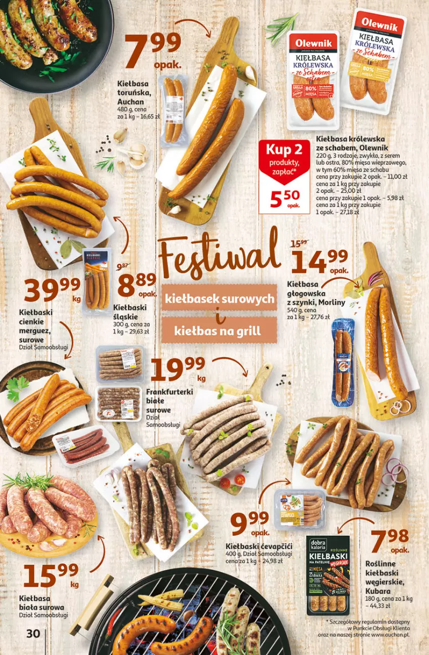 Gazetka promocyjna Auchan - Szkoła oszczędzania Temat Szkolne przeOferty Hipermarkety - ważna 09.08 do 17.08.2022 - strona 30 - produkty: Frankfurterki, Kiełbasa, Morliny, Olewnik, Pur, Ser