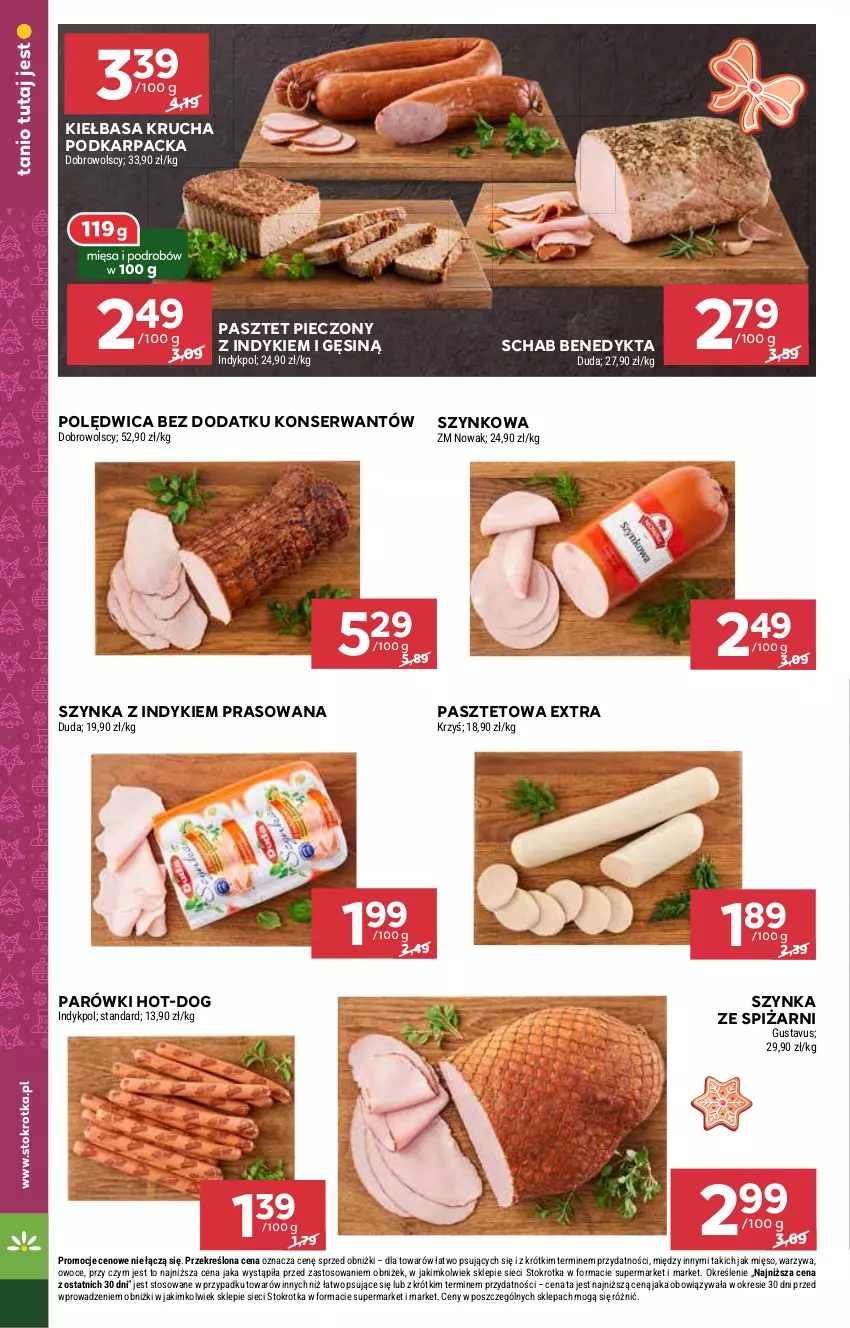 Gazetka promocyjna Stokrotka - Market Opole/Radom - ważna 21.11 do 27.11.2024 - strona 6 - produkty: Karp, Kiełbasa, Kiełbasa krucha, Mięso, Owoce, Parówki, Pasztet, Piec, Polędwica, Schab Benedykta, Ser, Szynka, Warzywa