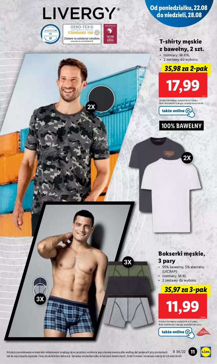 Gazetka promocyjna Lidl - GAZETKA - ważna 22.08 do 28.08.2022 - strona 11 - produkty: Bokserki, Ser, T-shirt