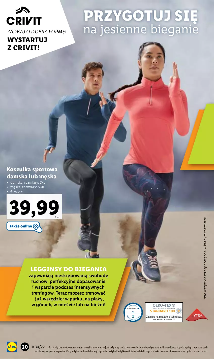 Gazetka promocyjna Lidl - GAZETKA - ważna 22.08 do 28.08.2022 - strona 20 - produkty: Bieganie, Gin, Kosz, Koszulka, Koszulka sportowa, Legginsy, Por, Sport, Tera