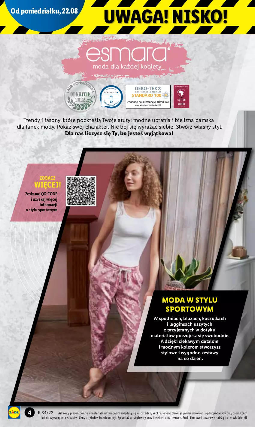 Gazetka promocyjna Lidl - GAZETKA - ważna 22.08 do 28.08.2022 - strona 4 - produkty: Bielizna, Bluza, Fa, Gin, Kosz, Koszulka, Moda, Por, Sony, Sport, Ubrania, Waga