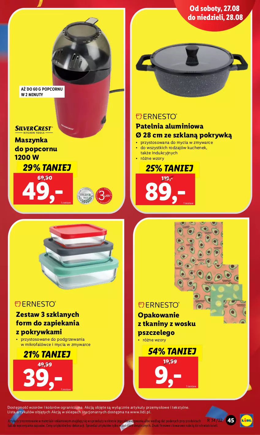 Gazetka promocyjna Lidl - GAZETKA - ważna 22.08 do 28.08.2022 - strona 47 - produkty: Fa, Gra, LEGO, Maszynka, Nuty, Patelnia, Popcorn, Szynka