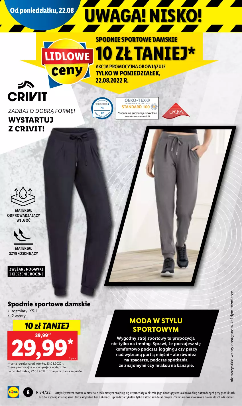 Gazetka promocyjna Lidl - GAZETKA - ważna 22.08 do 28.08.2022 - strona 8 - produkty: Acer, Gin, LG, Moda, Por, Spodnie, Spodnie sportowe, Sport, Waga