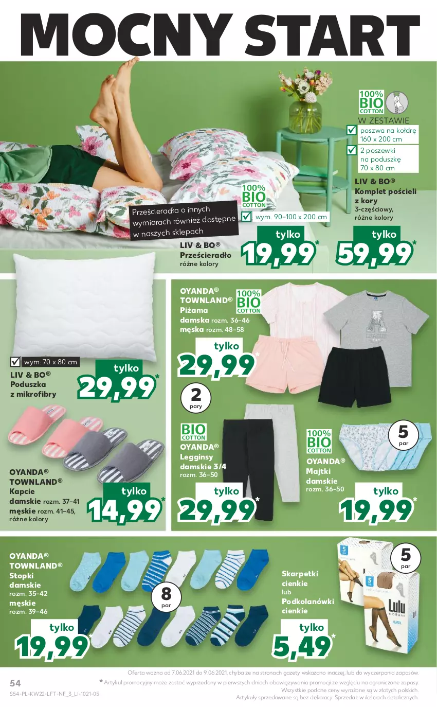 Gazetka promocyjna Kaufland - OFERTA TYGODNIA - ważna 02.06 do 09.06.2021 - strona 54 - produkty: Gin, Gra, Kapcie, Karp, Komplet pościeli, Legginsy, Majtki, Piżama, Poduszka, Poduszka z mikrofibry, Pościel, Prześcieradło, Skarpetki, Top