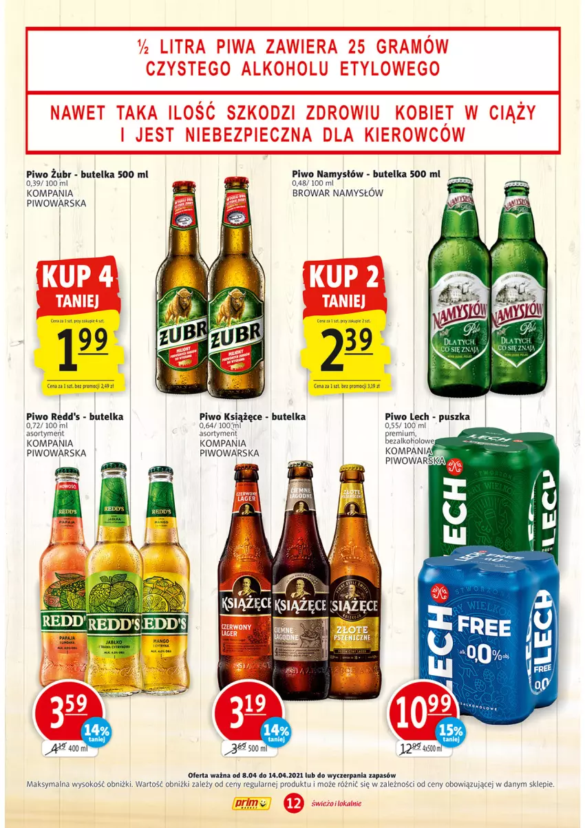 Gazetka promocyjna Prim Market - Gazetka - ważna 08.04 do 14.04.2021 - strona 12 - produkty: Książęce, Namysłów, Piwo, Redd's, Sok