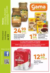 Gazetka promocyjna Gama - Gazetka Gama - Gazetka - ważna od 09.11 do 09.11.2024 - strona 1 - produkty: Piwa, Piwo, Piec, Kawa rozpuszczalna, Gra, Zupa, Winiary, Kawa, O nas, Warka, Jacobs, Fa