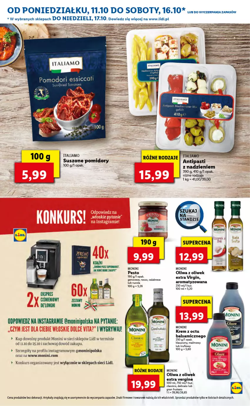 Gazetka promocyjna Lidl - KATALOG ITALIAMO - ważna 11.10 do 15.10.2021 - strona 26 - produkty: Gin, Gra, Gry, Monini, Oliwa z oliwek, Pesto, Pomidory