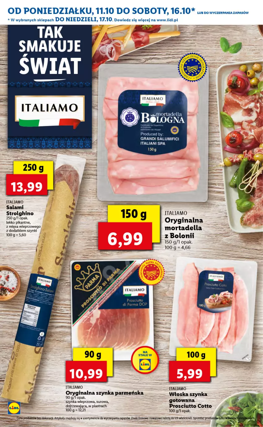 Gazetka promocyjna Lidl - KATALOG ITALIAMO - ważna 11.10 do 15.10.2021 - strona 5 - produkty: Dell, Gin, Gra, LG, Mortadella, Prosciutto, Salami, Szynka, Szynka wieprzowa