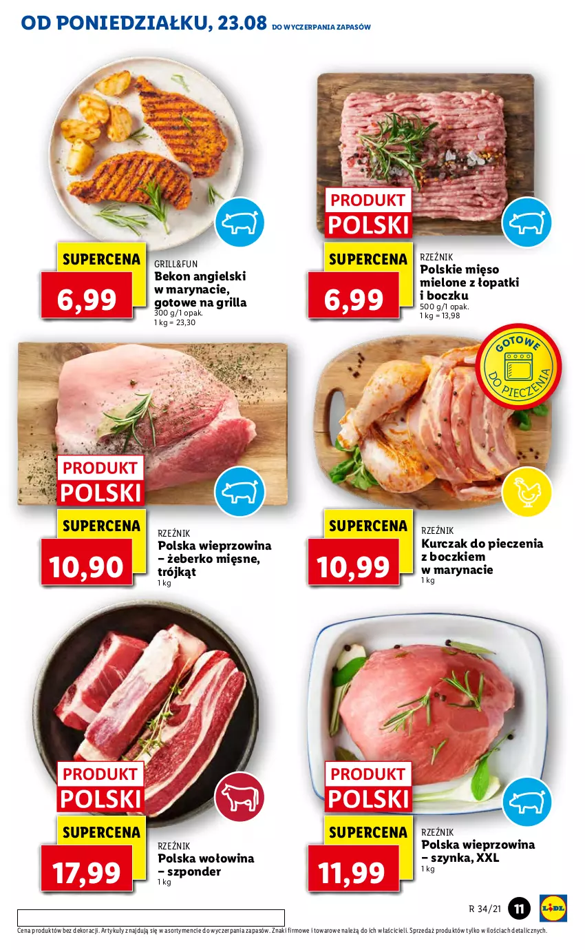 Gazetka promocyjna Lidl - GAZETKA - ważna 23.08 do 25.08.2021 - strona 11 - produkty: Beko, Grill, Kurczak, Mięso, Mięso mielone, Piec, Szynka, Wieprzowina, Wołowina