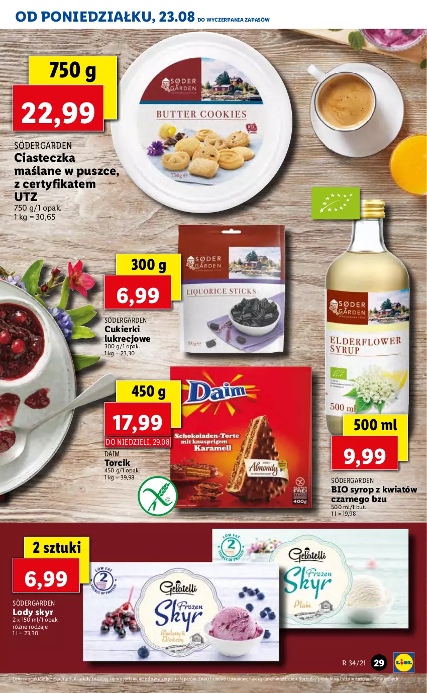 Gazetka promocyjna Lidl - GAZETKA - ważna 23.08 do 25.08.2021 - strona 29 - produkty: Cukier, Cukierki, Lody, Syrop