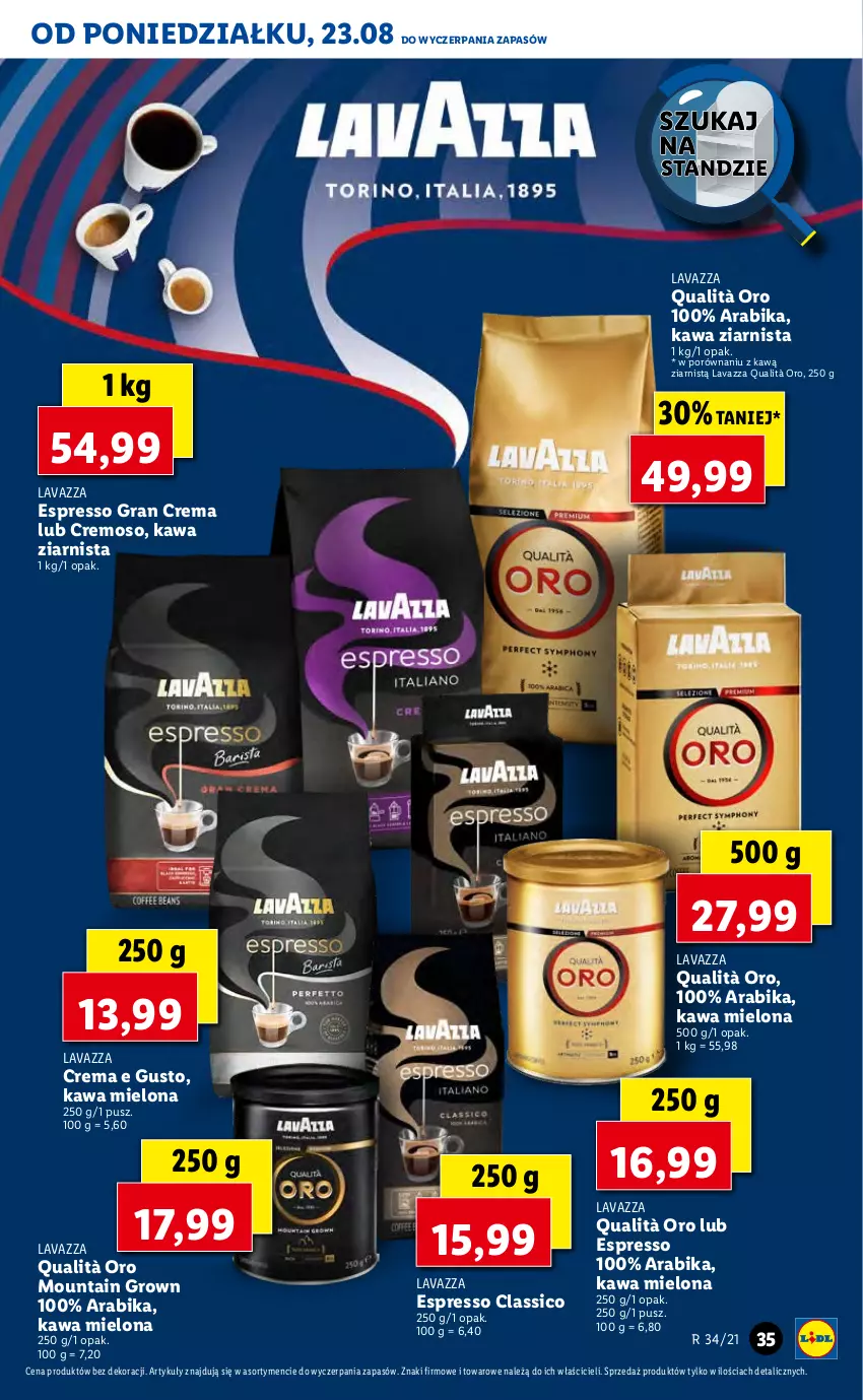 Gazetka promocyjna Lidl - GAZETKA - ważna 23.08 do 25.08.2021 - strona 35 - produkty: Gra, Kawa, Kawa mielona, Kawa ziarnista, Lavazza, Por