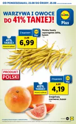 Gazetka promocyjna Lidl - GAZETKA - Gazetka - ważna od 25.08 do 25.08.2021 - strona 25 - produkty: Warzywa, Warzywa i owoce, Fasola, Fasola szparagowa, Owoce, Grejpfrut, Fa