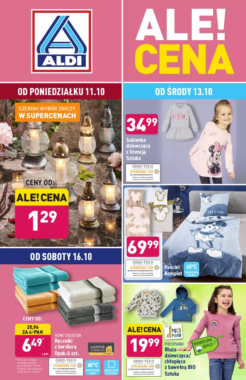 Gazetka promocyjna Aldi - Katalog Moda i Dom - ważna 11.10 do 16.10.2021 - strona 1 - produkty: Bluza, Pocopiano, Pościel, Ręcznik, Sukienka, Znicz