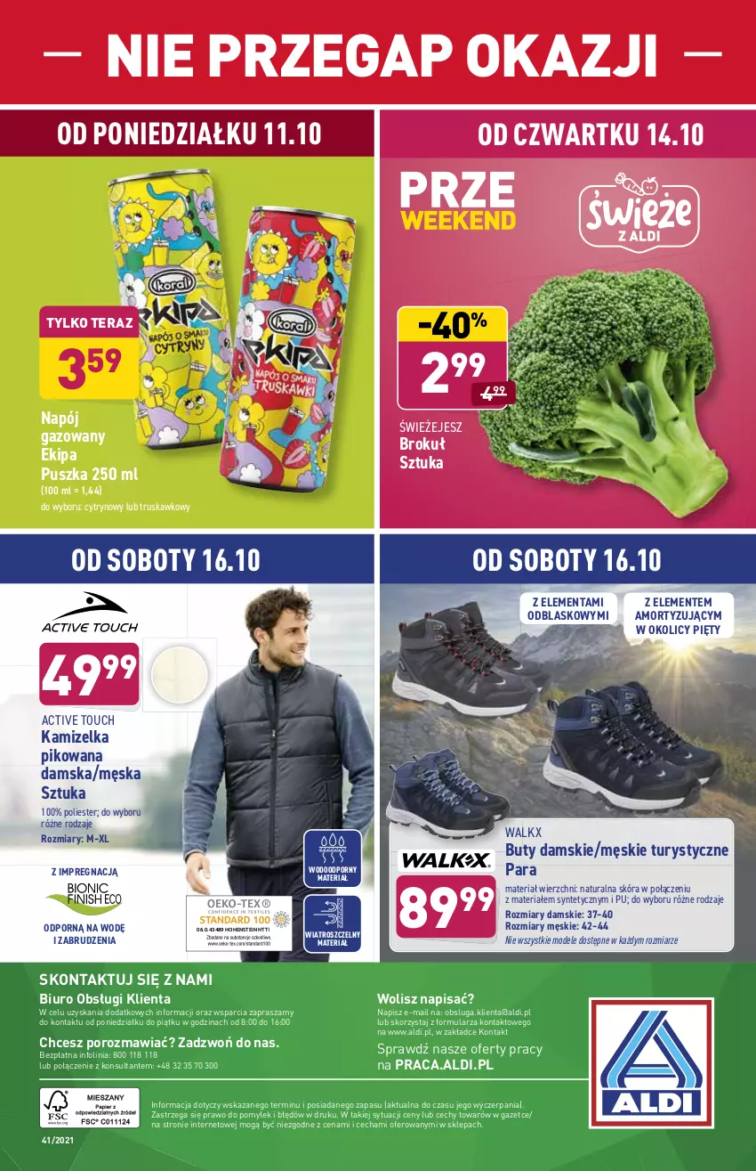 Gazetka promocyjna Aldi - Katalog Moda i Dom - ważna 11.10 do 16.10.2021 - strona 13 - produkty: Biuro, Buty, Kamizelka, Napój, Napój gazowany, O nas, Por, Tera