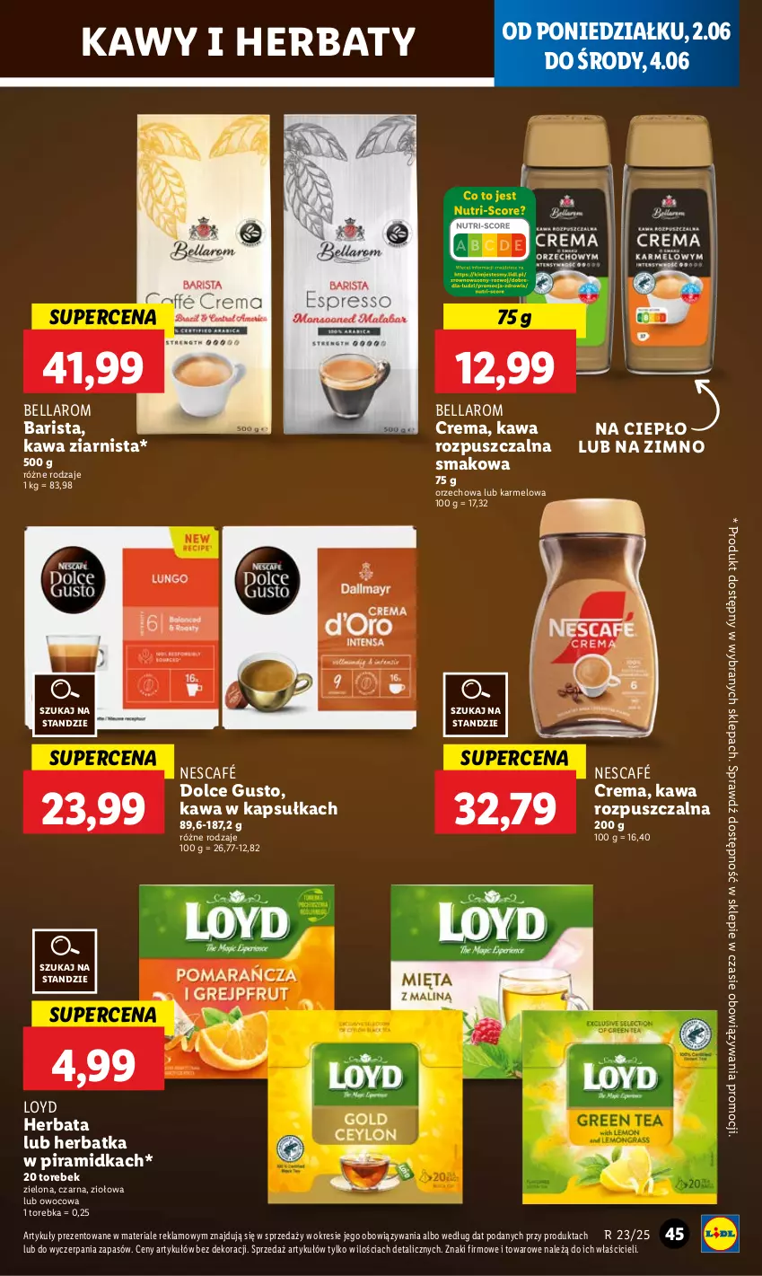 Gazetka promocyjna Lidl - GAZETKA - ważna 02.06 do 04.06.2025 - strona 51 - produkty: Bell, Bella, Dolce Gusto, Herbata, Kawa, Kawa rozpuszczalna, Kawa ziarnista, Loyd, Nescafé, Torebka
