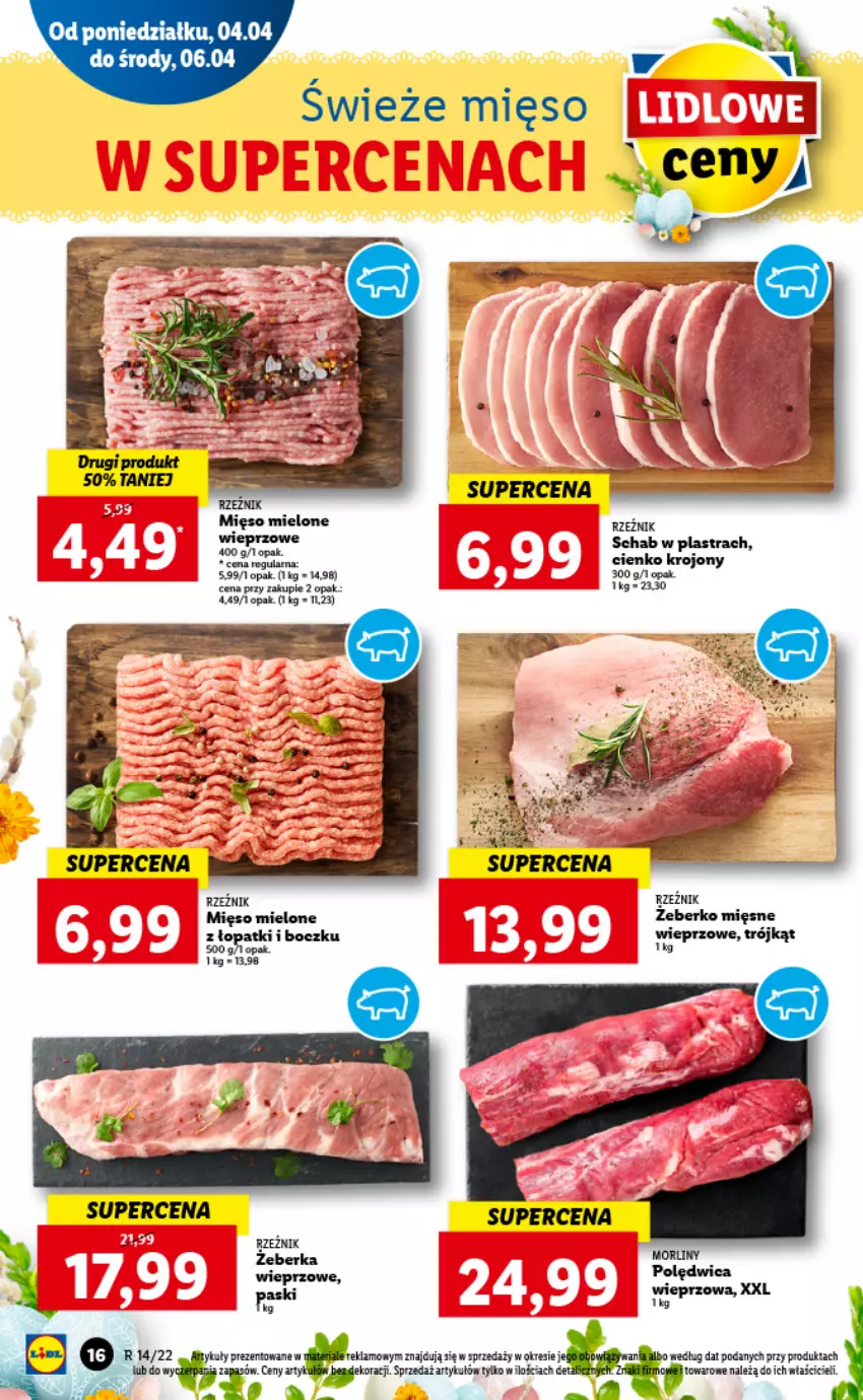 Gazetka promocyjna Lidl - GAZETKA - ważna 04.04 do 06.04.2022 - strona 16 - produkty: Mięso, Mięso mielone, Morliny, Polędwica