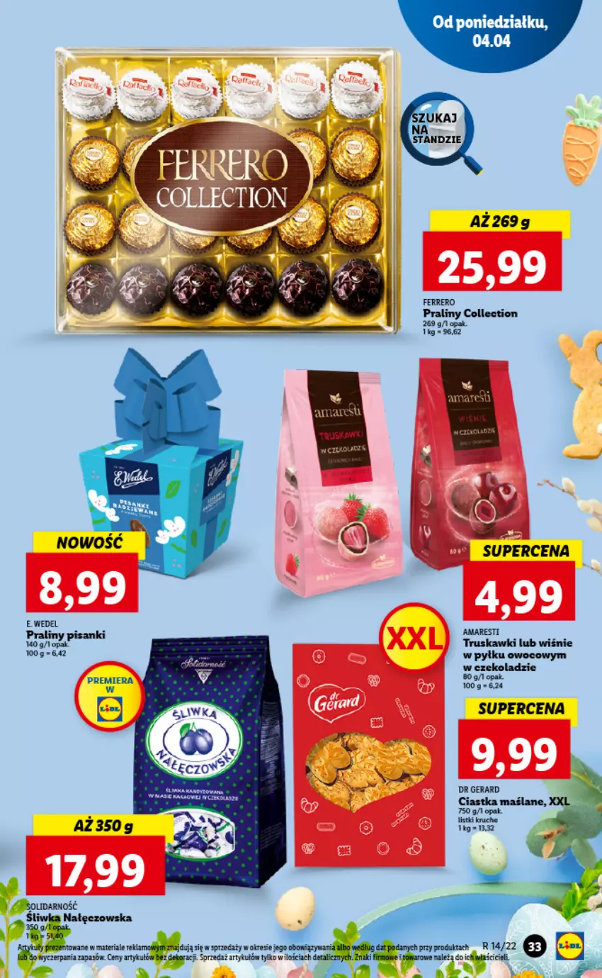 Gazetka promocyjna Lidl - GAZETKA - ważna 04.04 do 06.04.2022 - strona 33 - produkty: E. Wedel, Praliny, Sanki, Truskawki