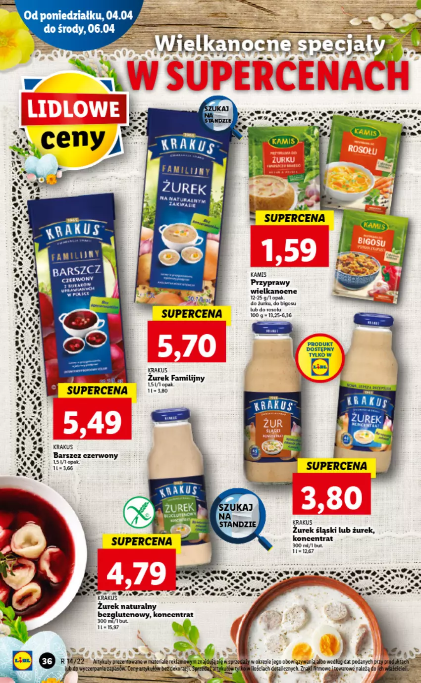 Gazetka promocyjna Lidl - GAZETKA - ważna 04.04 do 06.04.2022 - strona 36 - produkty: Bigos, Fa, Kamis, Krakus, Por, Przyprawy